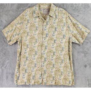 Margaritaville Shirt Mens Medium Silk Blend Casual Beach Button Up Short Sleeve